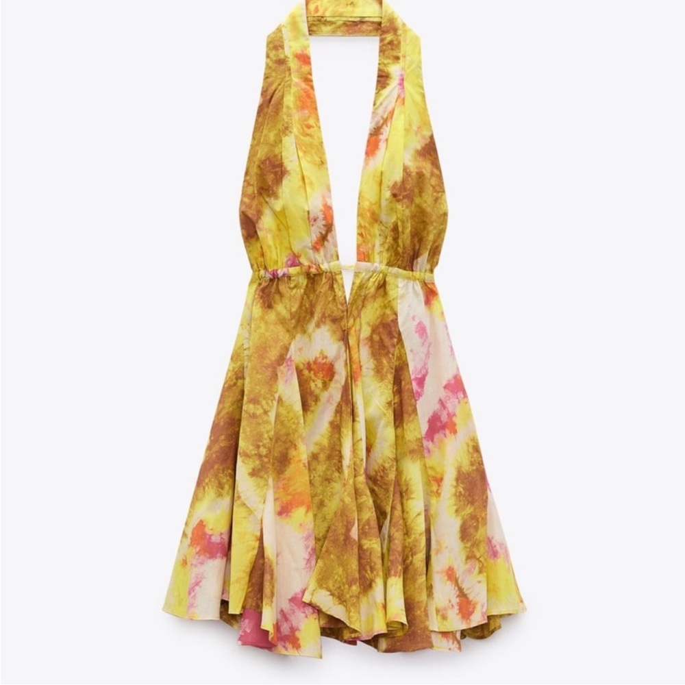 Viral Zara Sundress ☀️Watercolor Halter Mini Dress